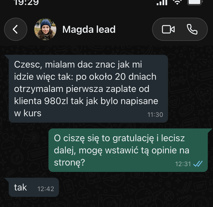 Magda — pierwsza zapłata 980 zł po ~20 dniach